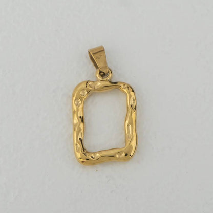 (2cm) Abstract Geometric Shape Irregular Frame Charm Stainless Steel PVD Gold Plated Liontin Kotak Hypoallergenic