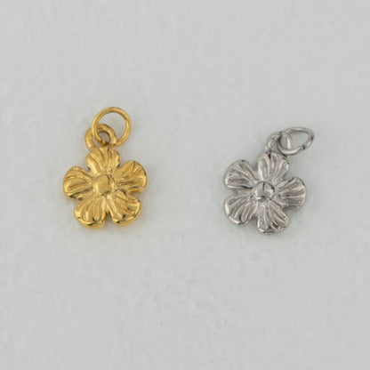 (10mm) Mini Flower Charm Stainless Steel PVD Gold Plated Liontin Bunga Kecil Hypoallergenic