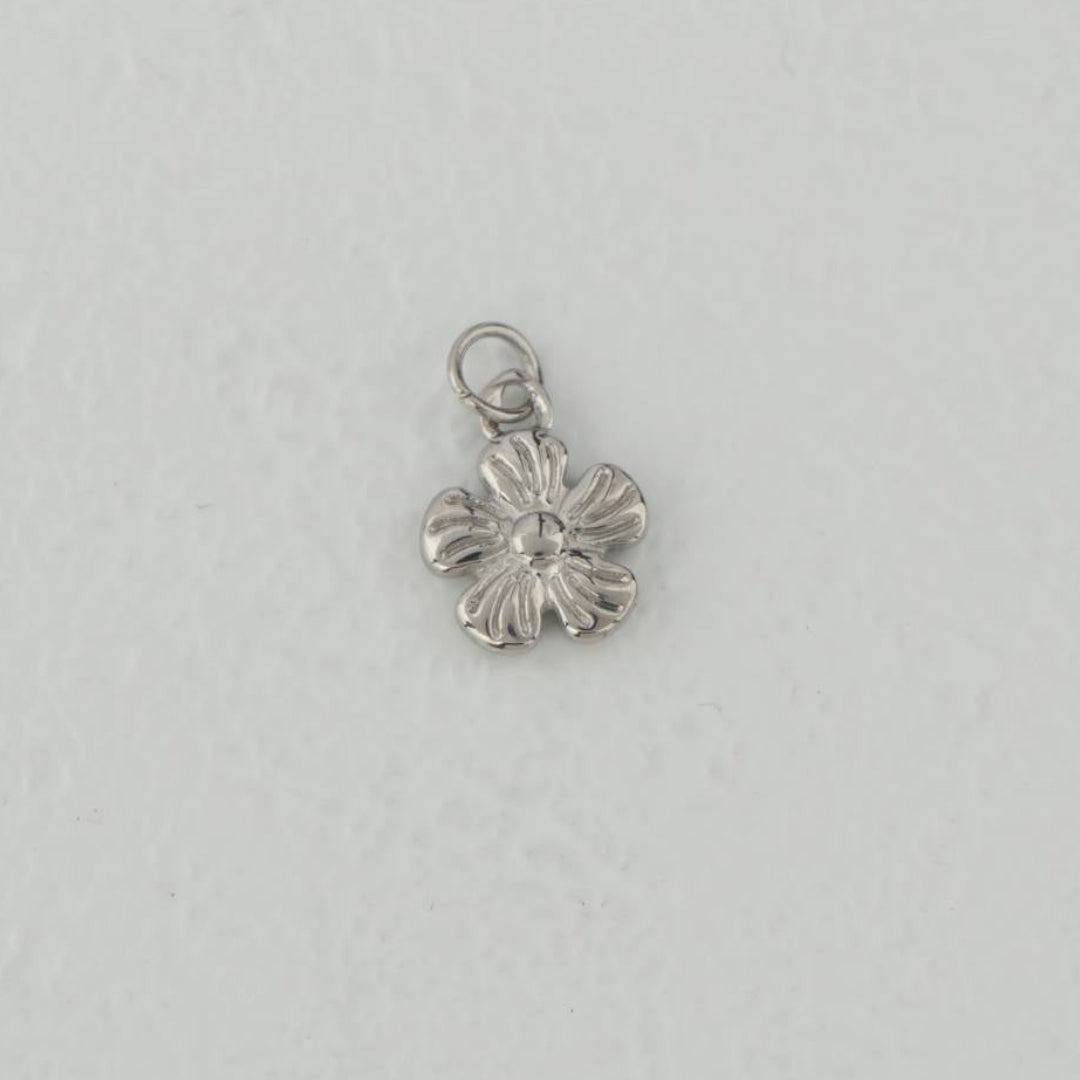 (10mm) Mini Flower Charm Stainless Steel PVD Gold Plated Liontin Bunga Kecil Hypoallergenic