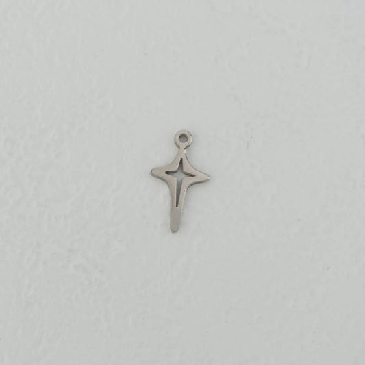 (1.4cm) Star Cross Charm Stainless Steel Liontin Bintang Salib Hypoallergenic