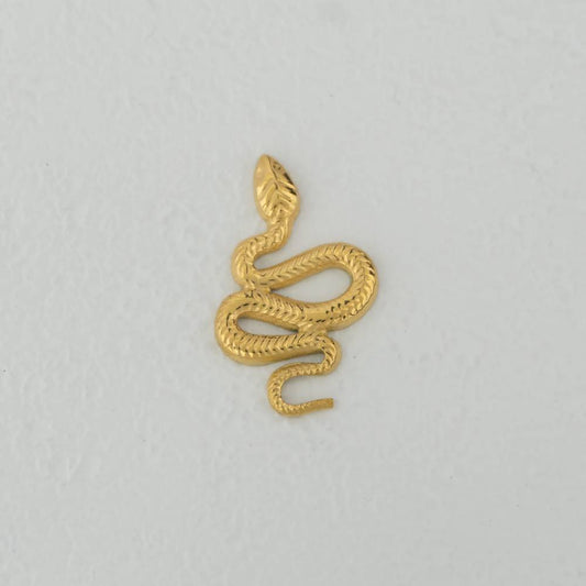 Snake Textured Animal Charm Stainless Steel PVD Gold Plated Liontin Ular Hypoallergenic