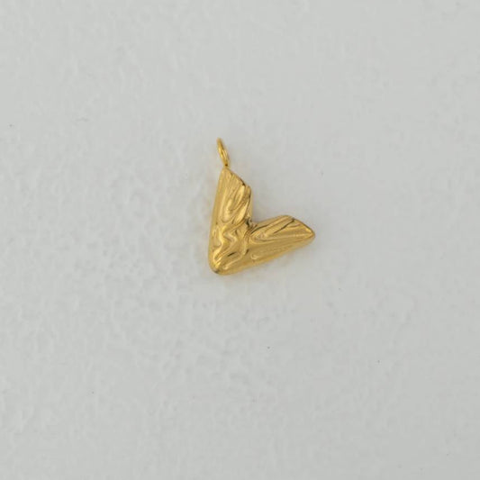 (13mm) Abstract V Heart Shape Charm Stainless Steel PVD Gold Plated Liontin Hati Abstrak Vintage Hypoallergenic