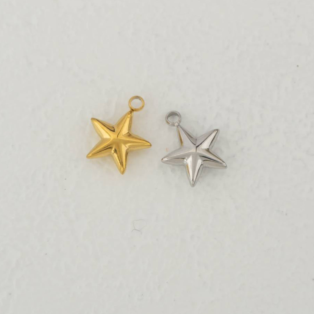 (12mm) Plain Star Charm Stainless Steel PVD Gold Plated Liontin Bintang Polos Hypoallergenic
