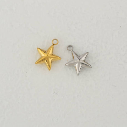 (12mm) Plain Star Charm Stainless Steel PVD Gold Plated Liontin Bintang Polos Hypoallergenic