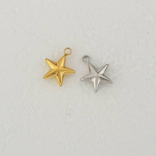 (12mm) Plain Star Charm Stainless Steel PVD Gold Plated Liontin Bintang Polos Hypoallergenic