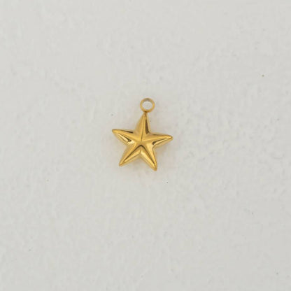 (12mm) Plain Star Charm Stainless Steel PVD Gold Plated Liontin Bintang Polos Hypoallergenic