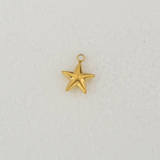 (12mm) Plain Star Charm Stainless Steel PVD Gold Plated Liontin Bintang Polos Hypoallergenic