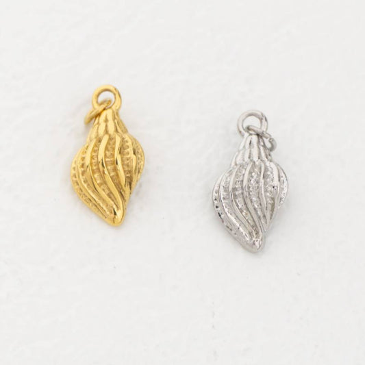 (1.8cm) Ocean Cone Shell Charm Stainless Steel PVD Gold Plated Liontin Kerang Laut Hypoallergenic