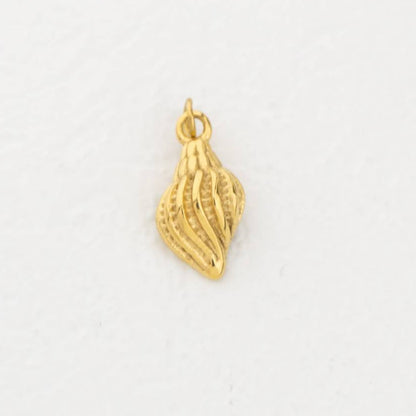 (1.8cm) Ocean Cone Shell Charm Stainless Steel PVD Gold Plated Liontin Kerang Laut Hypoallergenic