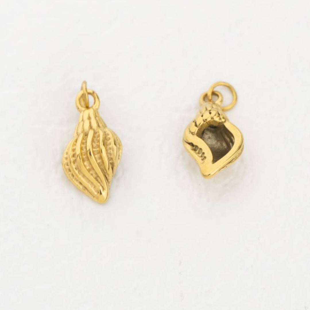 (1.8cm) Ocean Cone Shell Charm Stainless Steel PVD Gold Plated Liontin Kerang Laut Hypoallergenic