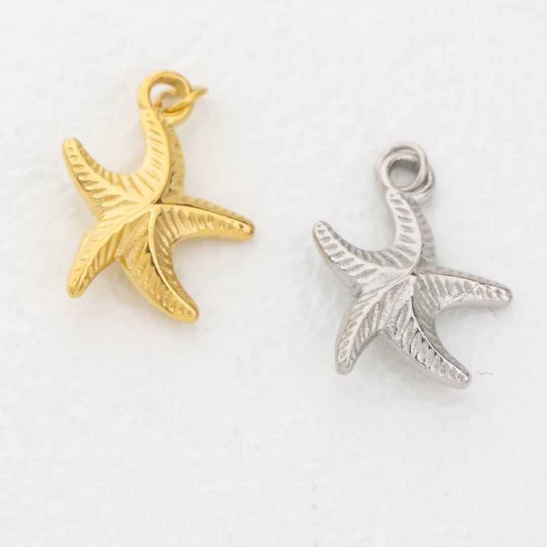 (2cm) Ocean Starfish Charm Stainless Steel PVD Gold Plated Liontin Bintang Laut Hypoallergenic