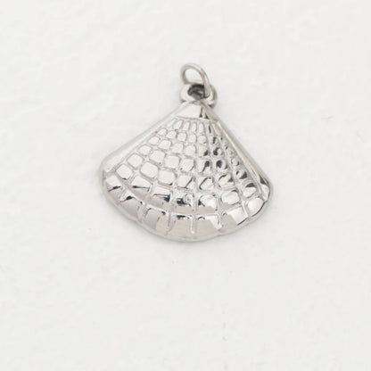 (1.9cm) Ocean Bivalve Shell Charm Stainless Steel PVD Gold Plated Liontin Kerang Laut Hypoallergenic