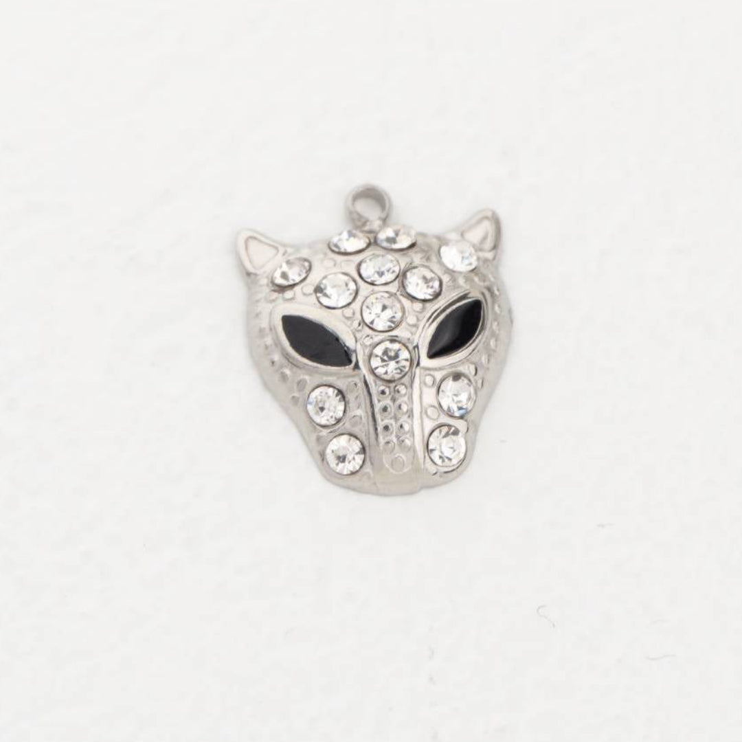 (16mm) Green Black Eyed Leopard Panther Charm Stainless Steel PVD Gold Plated Liontin Hewan Harimau Macan Jaguar Hypoallergenic
