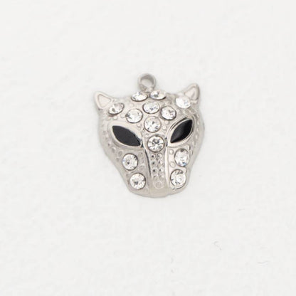 (16mm) Green Black Eyed Leopard Panther Charm Stainless Steel PVD Gold Plated Liontin Hewan Harimau Macan Jaguar Hypoallergenic