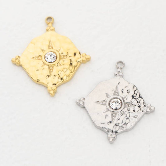(23cm) Round North Star Pendant Pendant Stainless Steel PVD Gold Plated Liontin Bintang Hypoallergenic