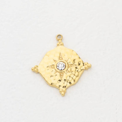 (23cm) Round North Star Pendant Pendant Stainless Steel PVD Gold Plated Liontin Bintang Hypoallergenic
