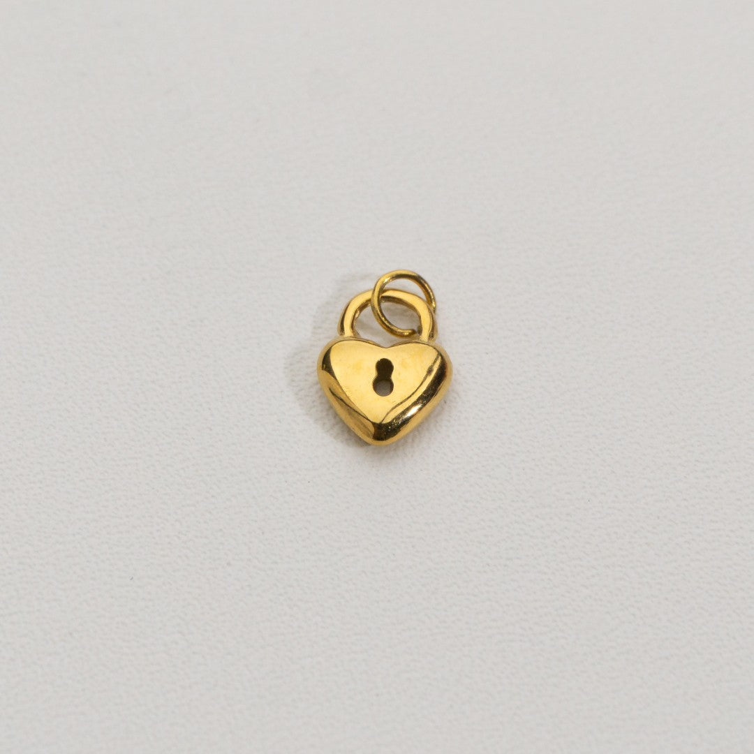 Lock Key Charms Stainless Steel PVD Gold Plated Liontin Gembok Hati Hypoallergenic