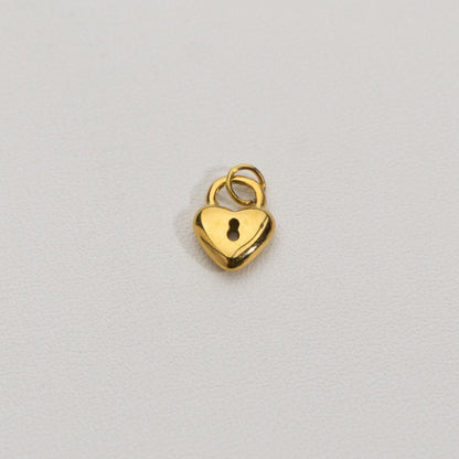 Lock Key Charms Stainless Steel PVD Gold Plated Liontin Gembok Hati Hypoallergenic