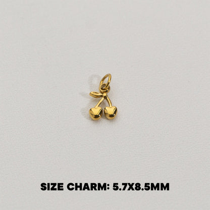 Plain Mini Cherry Charms Stainless Steel PVD Gold Plated Liontin Ceri Kecil Hypoallergenic