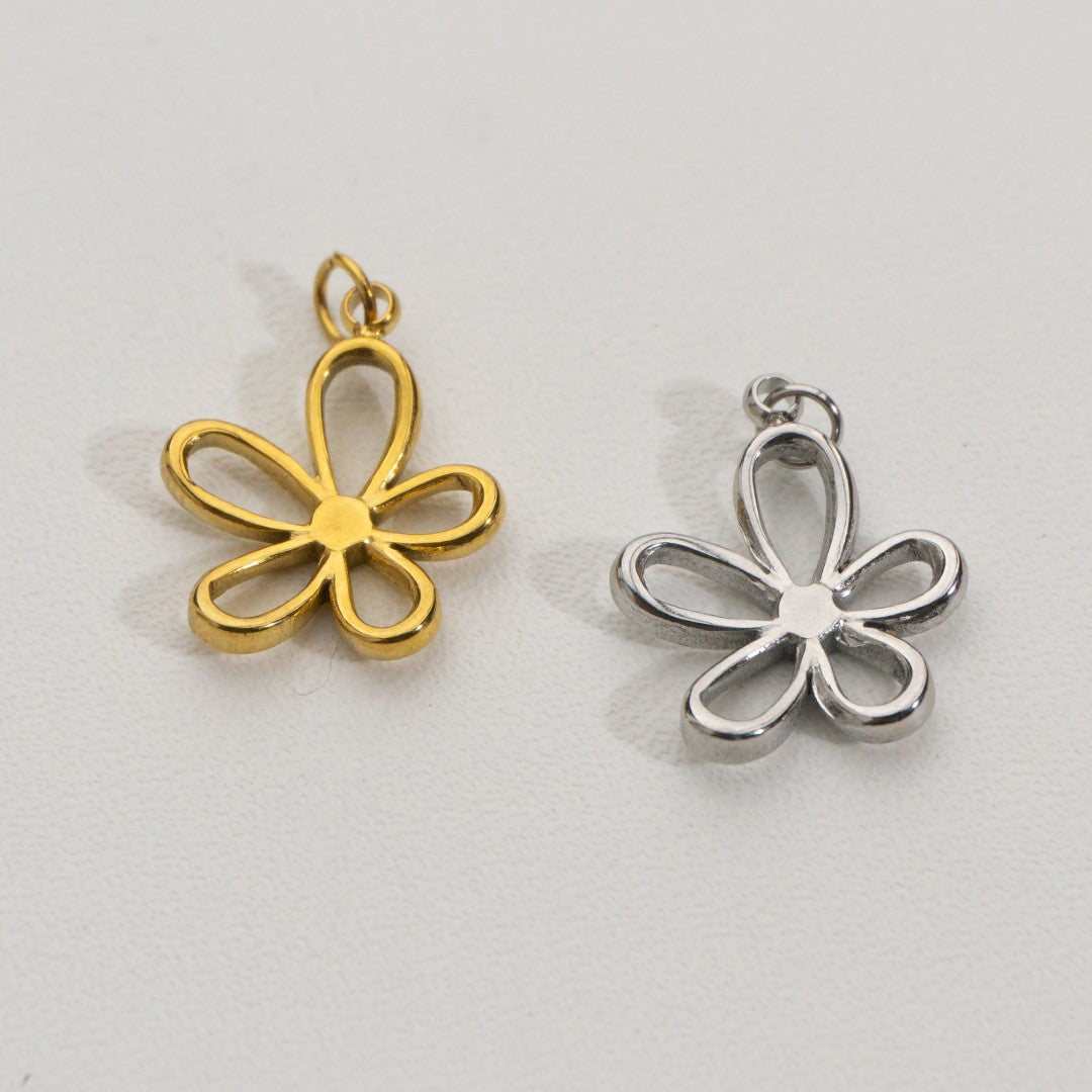 Simple Daisy Flower Charms Stainless Steel PVD Gold Plated Liontin Bunga Daisy Hypoallergenic