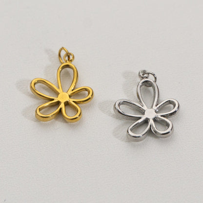 Simple Daisy Flower Charms Stainless Steel PVD Gold Plated Liontin Bunga Daisy Hypoallergenic