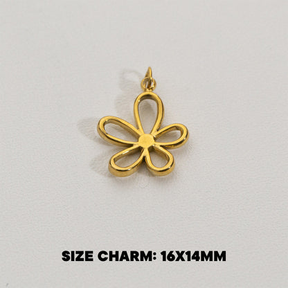 Simple Daisy Flower Charms Stainless Steel PVD Gold Plated Liontin Bunga Daisy Hypoallergenic