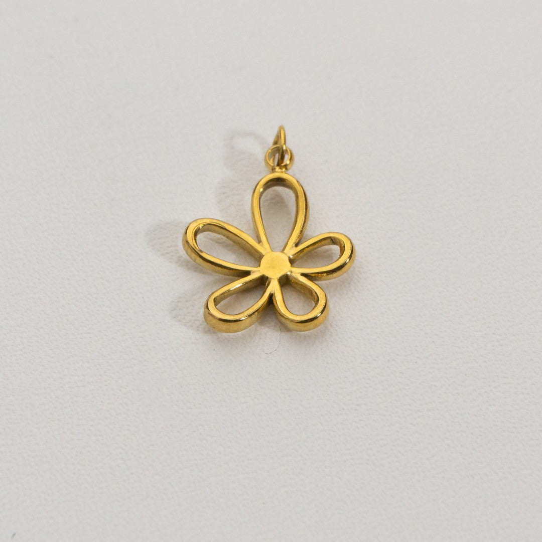 Simple Daisy Flower Charms Stainless Steel PVD Gold Plated Liontin Bunga Daisy Hypoallergenic