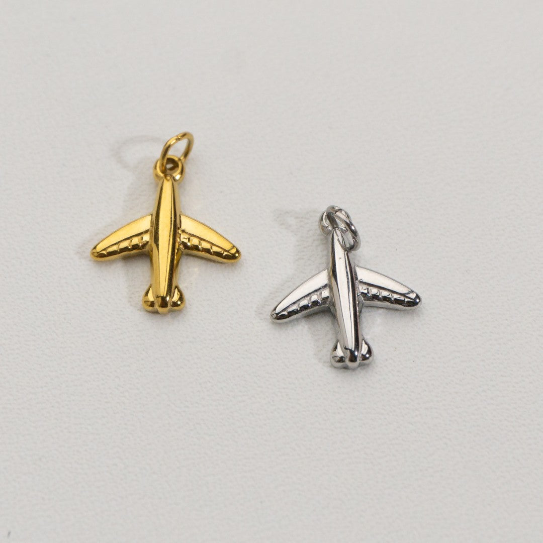Mini Airplane Charms Stainless Steel PVD Gold Plated Liontin Pesawat Hypoallergenic