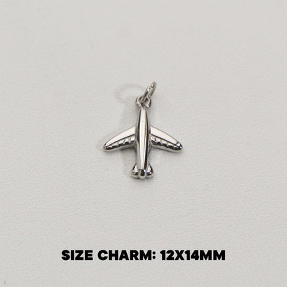 Mini Airplane Charms Stainless Steel PVD Gold Plated Liontin Pesawat Hypoallergenic
