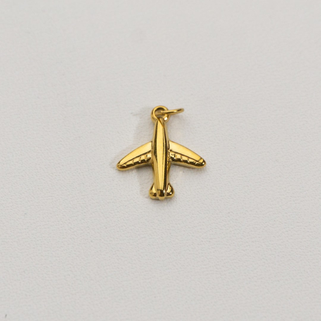 Mini Airplane Charms Stainless Steel PVD Gold Plated Liontin Pesawat Hypoallergenic