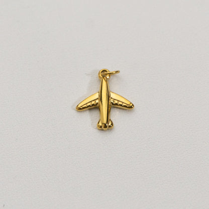 Mini Airplane Charms Stainless Steel PVD Gold Plated Liontin Pesawat Hypoallergenic