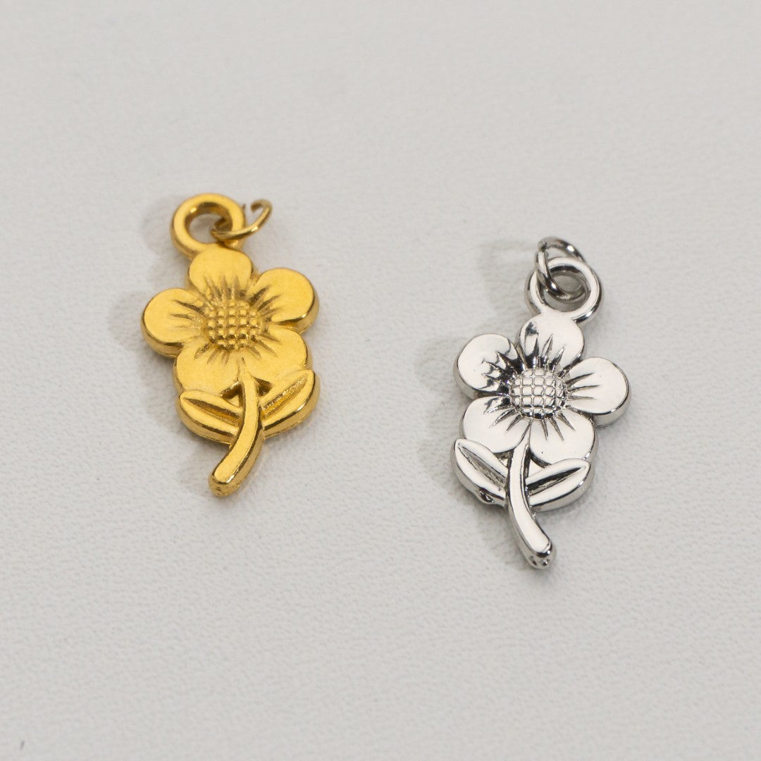Plain Sunflower Charms Stainless Steel PVD Gold Plated Liontin Bunga Matahari Hypoallergenic