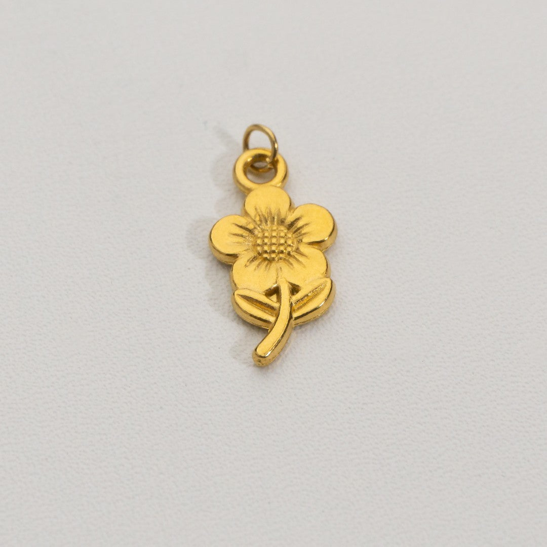 Plain Sunflower Charms Stainless Steel PVD Gold Plated Liontin Bunga Matahari Hypoallergenic