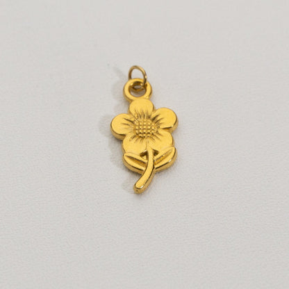Plain Sunflower Charms Stainless Steel PVD Gold Plated Liontin Bunga Matahari Hypoallergenic