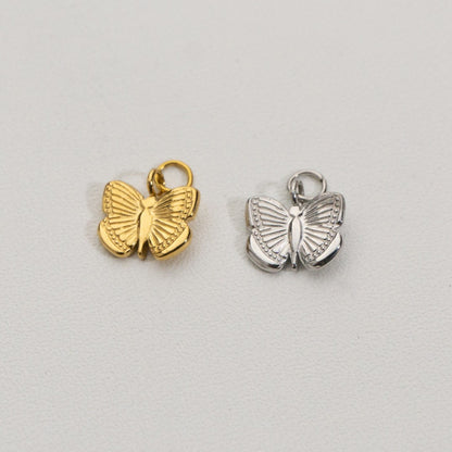 Mini Cute Butterfly Charms Stainless Steel PVD Gold Plated Liontin Kupu-Kupu Hypoallergenic