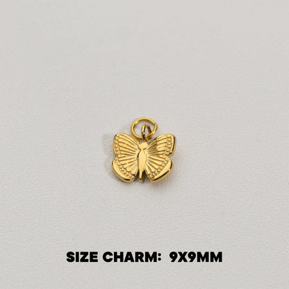 Mini Cute Butterfly Charms Stainless Steel PVD Gold Plated Liontin Kupu-Kupu Hypoallergenic