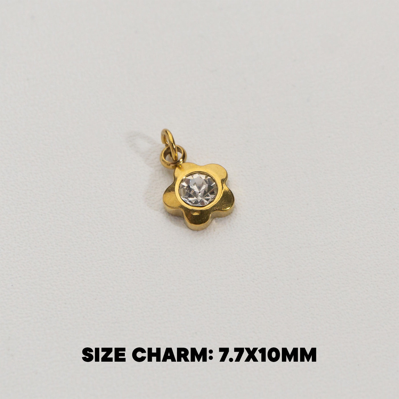 Mini Sparkling Flower Charms Stainless Steel PVD Gold Plated Liontin Bunga Kecil Hypoallergenic