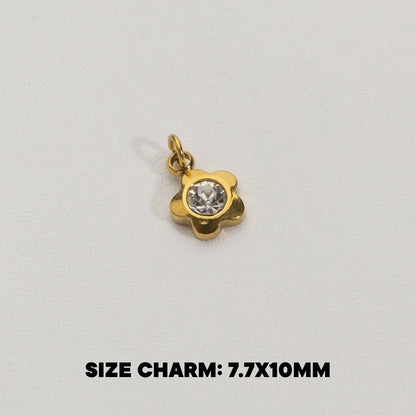 Mini Sparkling Flower Charms Stainless Steel PVD Gold Plated Liontin Bunga Kecil Hypoallergenic