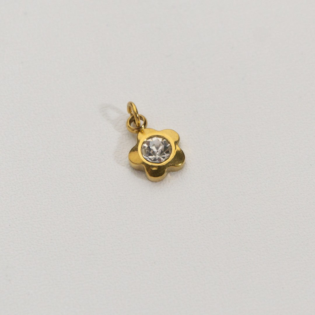 Mini Sparkling Flower Charms Stainless Steel PVD Gold Plated Liontin Bunga Kecil Hypoallergenic