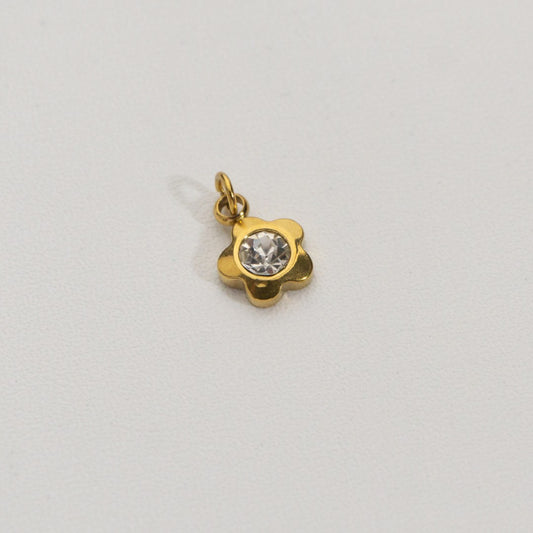 Mini Sparkling Flower Charms Stainless Steel PVD Gold Plated Liontin Bunga Kecil Hypoallergenic