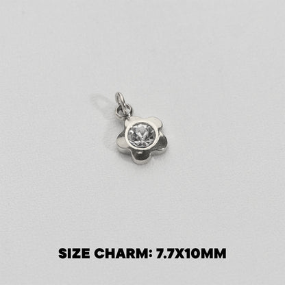 Mini Sparkling Flower Charms Stainless Steel PVD Gold Plated Liontin Bunga Kecil Hypoallergenic