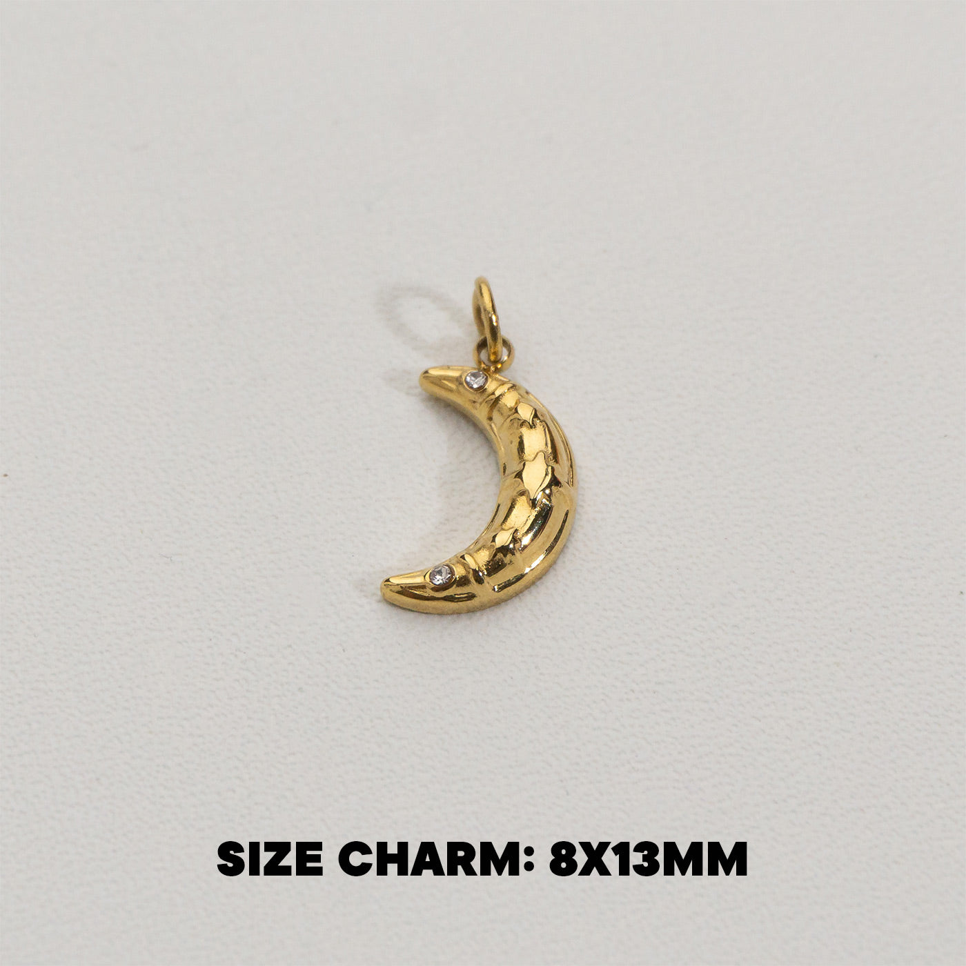 Sparkling Crescent Moon Charms Stainless Steel PVD Gold Plated Liontin Bulan sabit Hypoallergenic