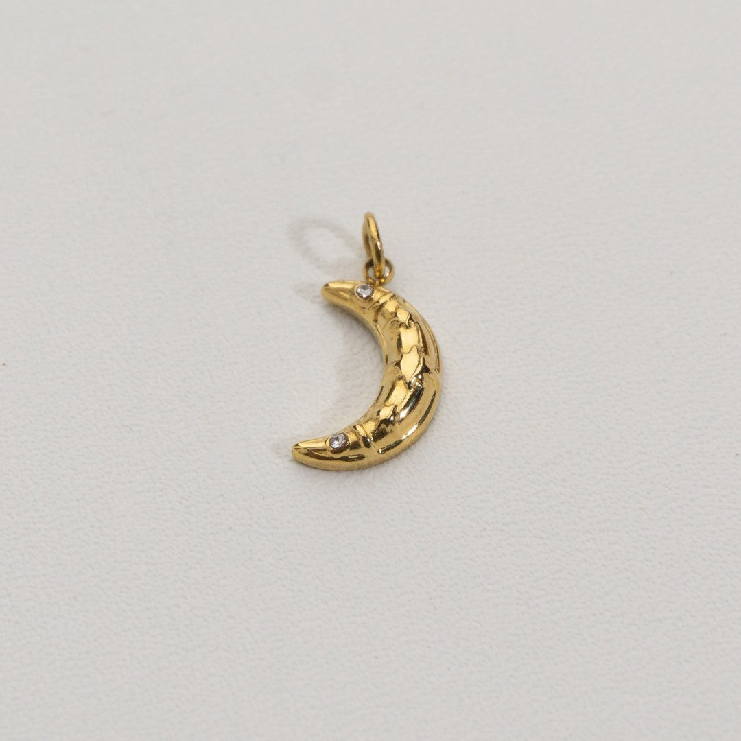 Sparkling Crescent Moon Charms Stainless Steel PVD Gold Plated Liontin Bulan sabit Hypoallergenic