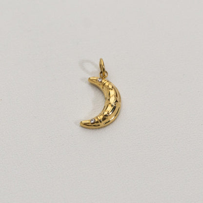 Sparkling Crescent Moon Charms Stainless Steel PVD Gold Plated Liontin Bulan sabit Hypoallergenic