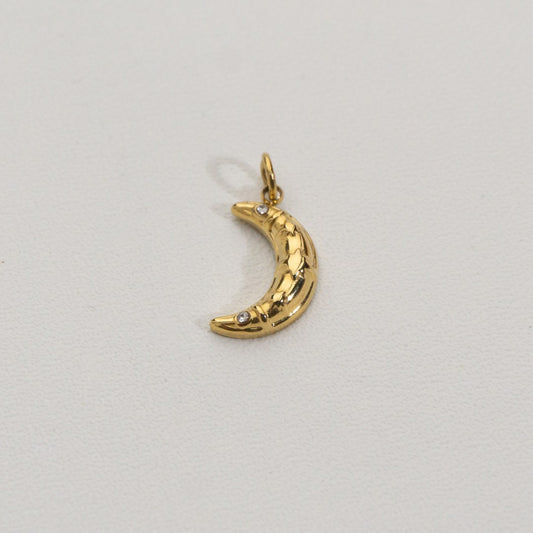 Sparkling Crescent Moon Charms Stainless Steel PVD Gold Plated Liontin Bulan sabit Hypoallergenic