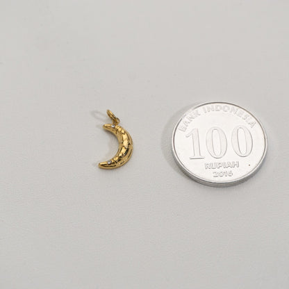 Sparkling Crescent Moon Charms Stainless Steel PVD Gold Plated Liontin Bulan sabit Hypoallergenic