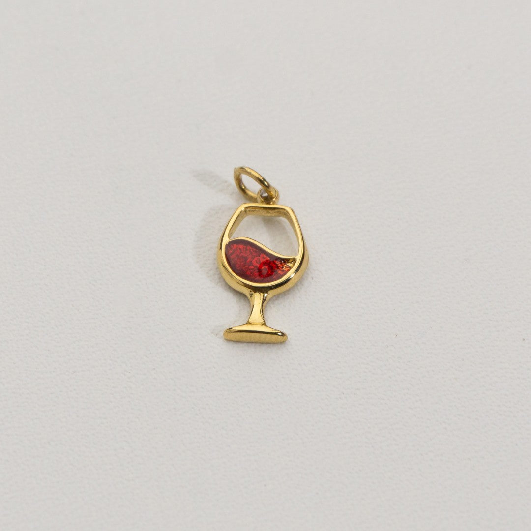 Glass Goblet Charms Stainless Steel PVD Gold Plated Liontin Gelas Berkaki Hypoallergenic