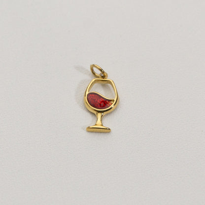 Glass Goblet Charms Stainless Steel PVD Gold Plated Liontin Gelas Berkaki Hypoallergenic