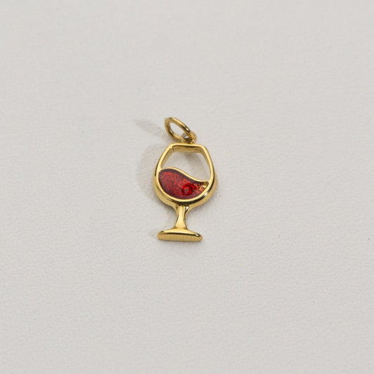 Glass Goblet Charms Stainless Steel PVD Gold Plated Liontin Gelas Berkaki Hypoallergenic