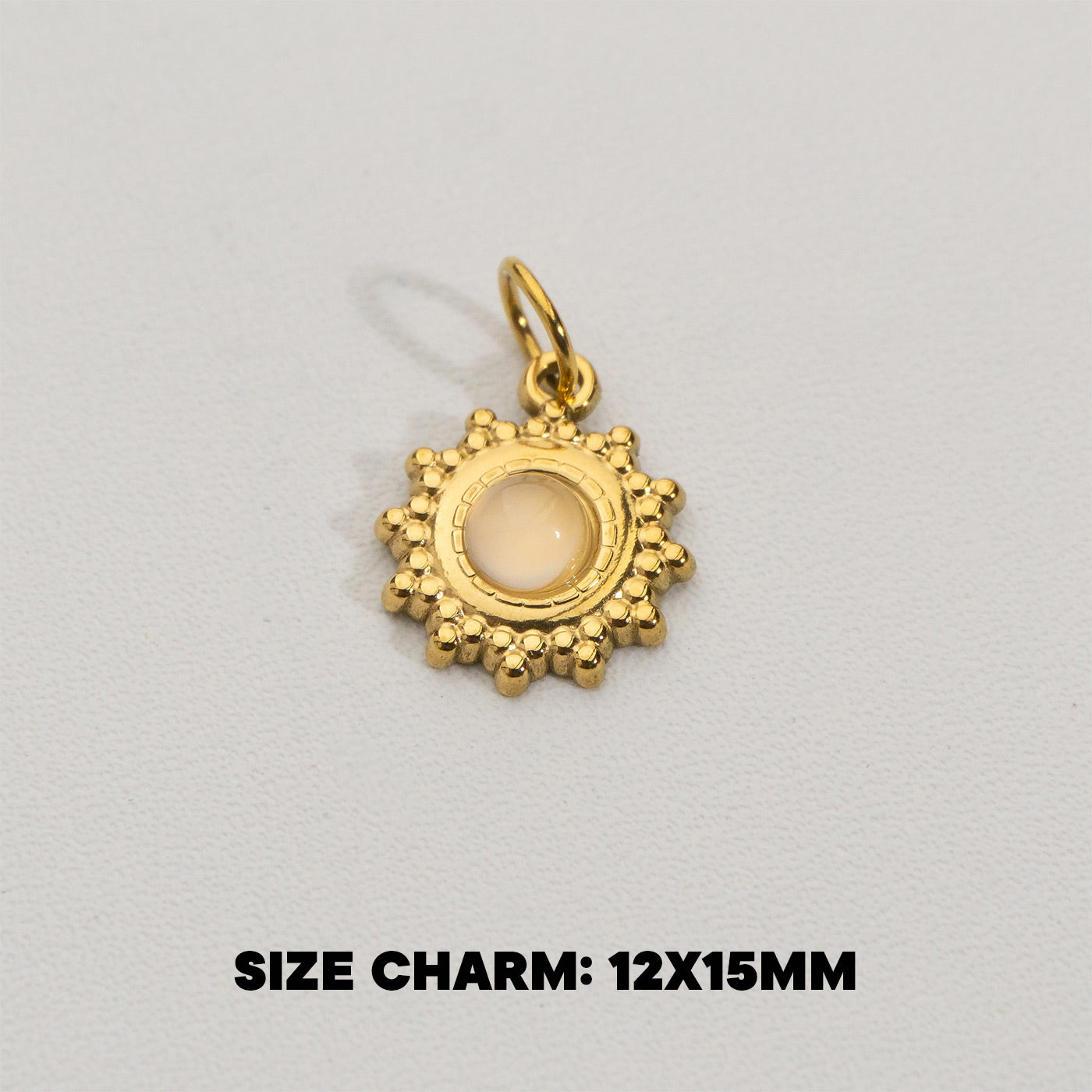 Clear Quartz Sun Charms Stainless Steel PVD Gold Plated Liontin Matahari Clear Quartz Hypoallergenic